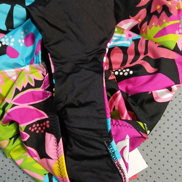 Trina Turk Size 12 Tiki Plunge V Neck Vibrant One Piece Swimsuit Halter Floral - Picture 3 of 14